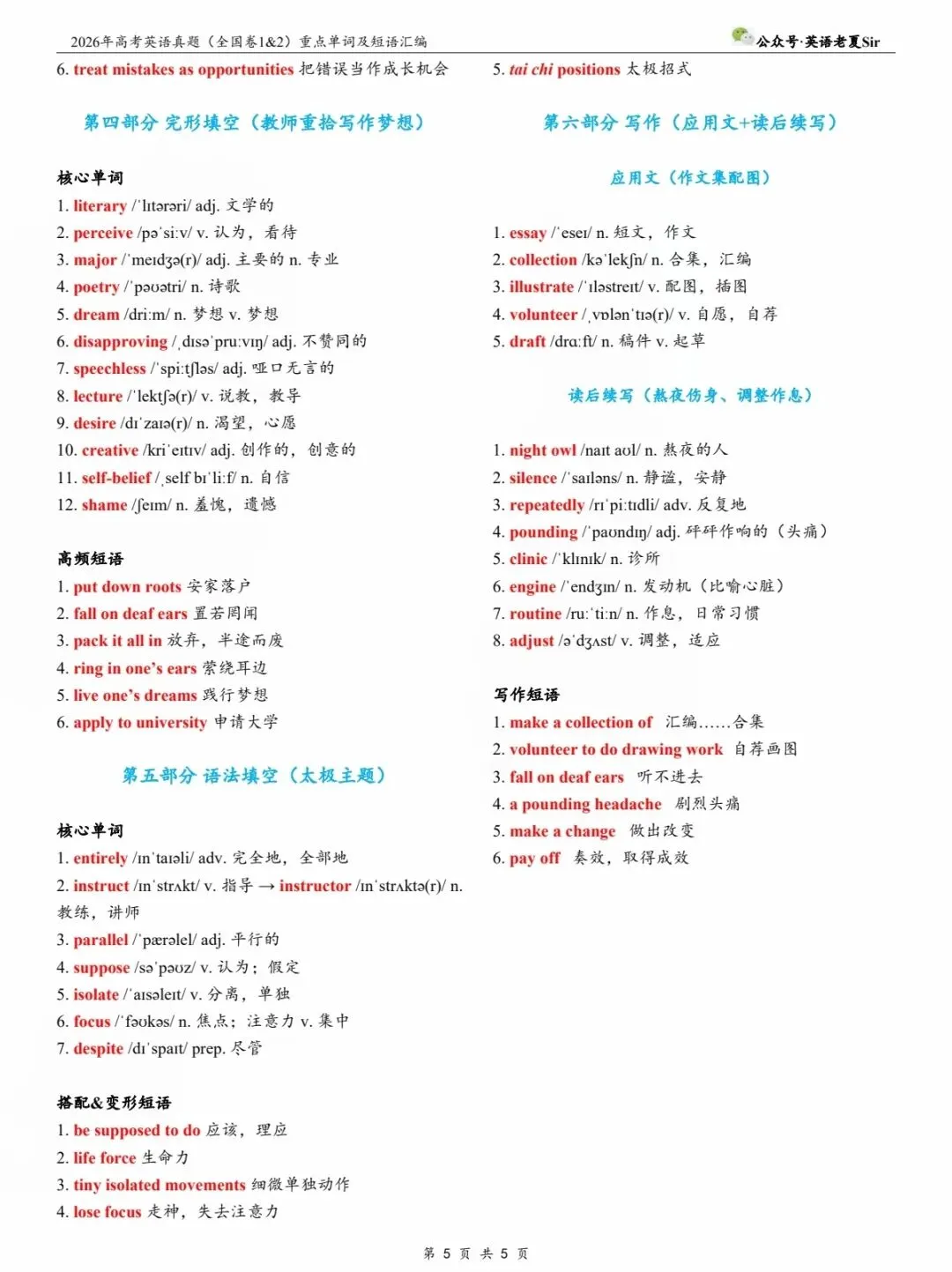 【真题词汇】2026年高考英语真题(全国卷1&2)重点单词及短语汇编(pdf&word高清双版)-第6张图片-四季读书网