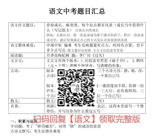 终于有了!!26中考真题卷语文、科学、数学、英语、社会-第5张图片-四季读书网