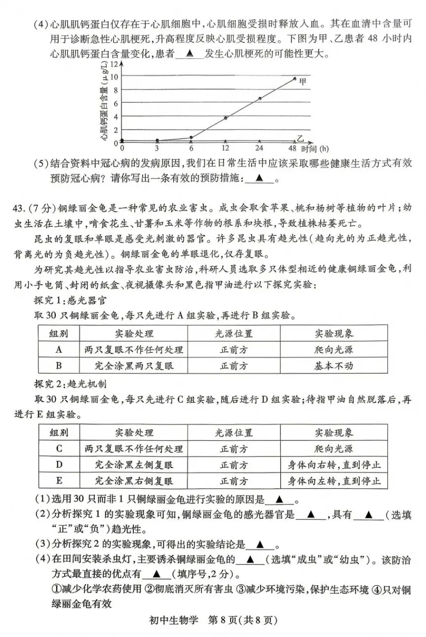 中考真题速递:2026江苏苏州学业水平考试生物学试卷+参考答案 有pdf文档-第9张图片-四季读书网 中考真题速递:2026江苏苏州学业水平考试生物学试卷+参考答案 有pdf文档-第9张图片-四季读书网