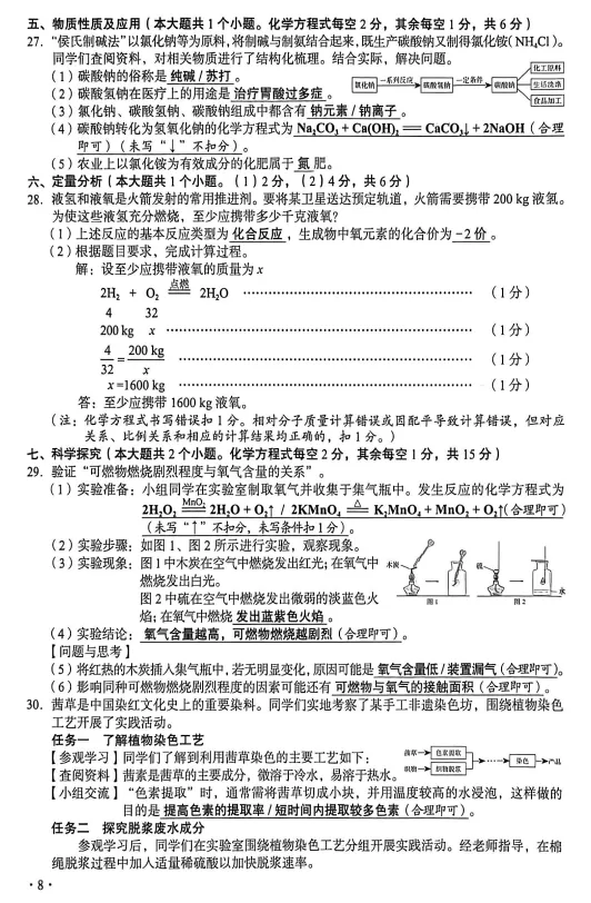 2026年山西中考理科综合化学物理试卷及答案(非选择题)-第2张图片-四季读书网