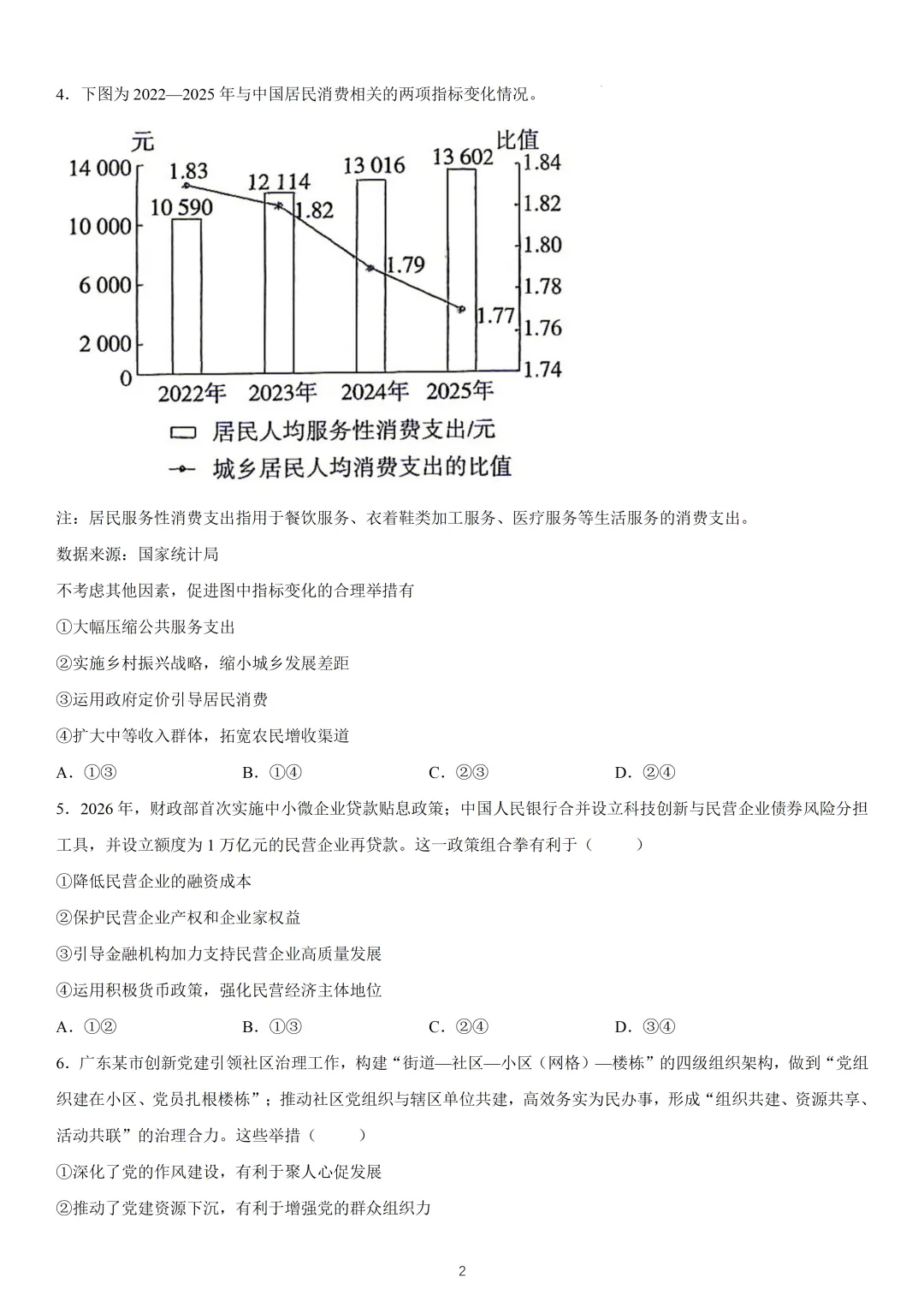 2026年高考广东卷政治高考真题(网络收集版)-第2张图片-四季读书网