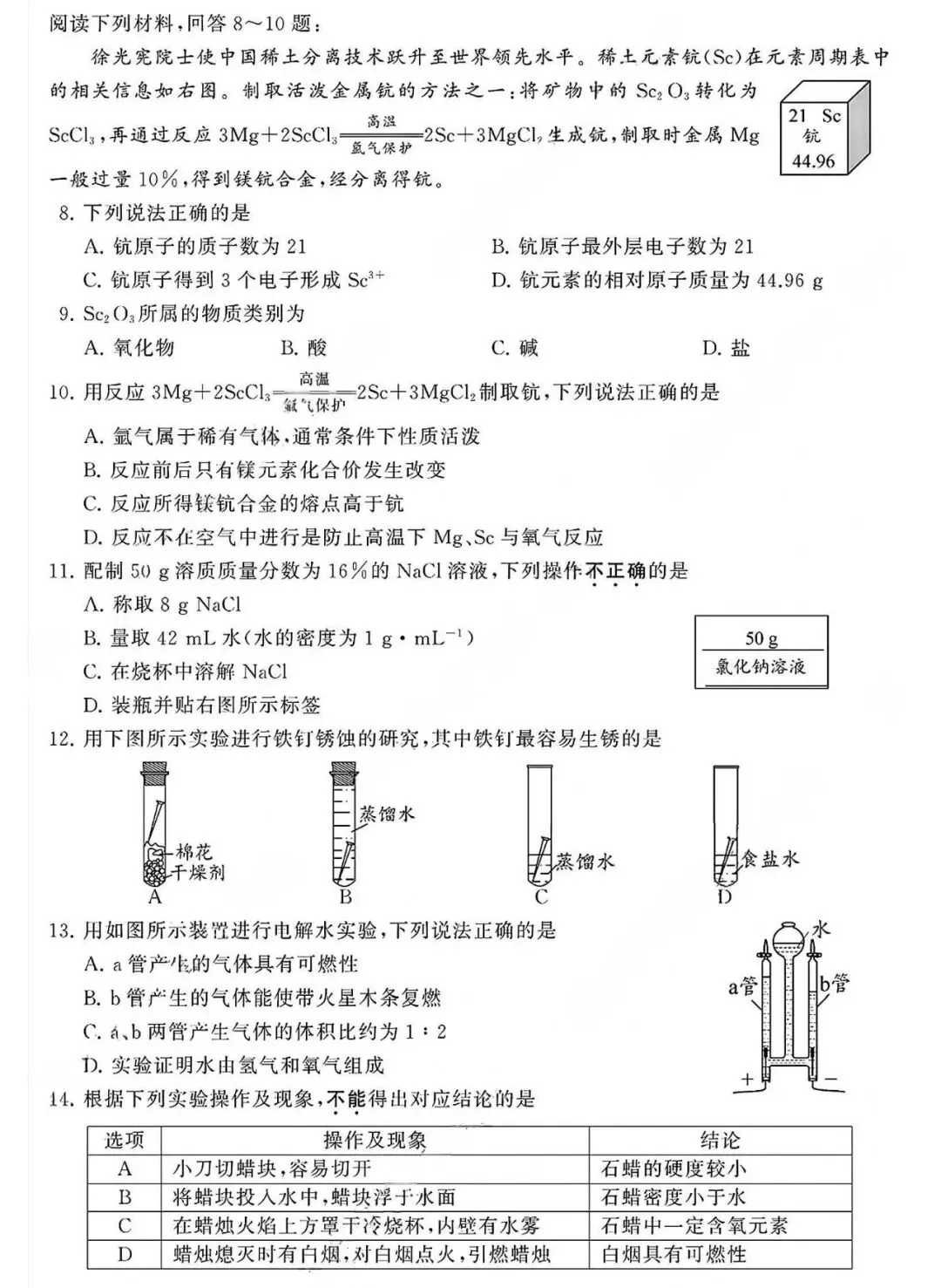 【中考真题】2026年江苏省苏州市中考化学试题(分享打印版 )-第2张图片-四季读书网