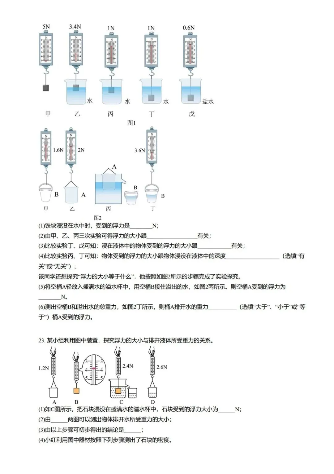 【期末真题汇编】专题06 浮力基础 阿基米德原理-八年级物理下学期-第21张图片-四季读书网
