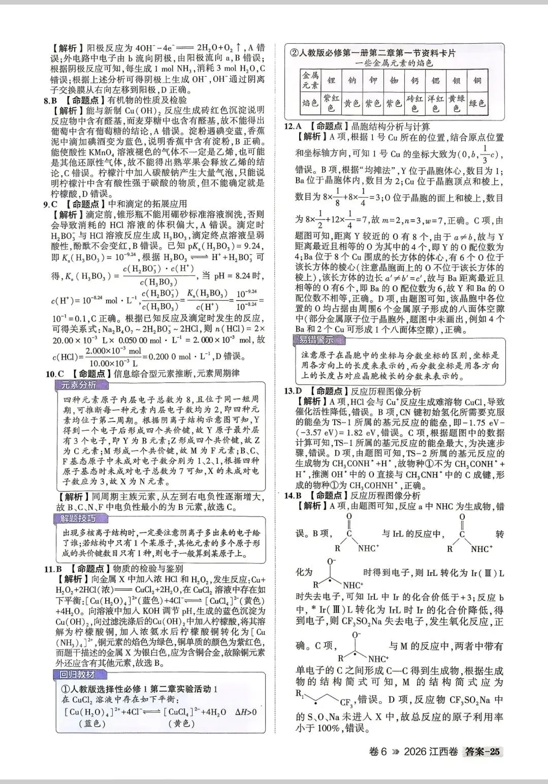 【真题速递】2026高考化学江西卷及解析-第6张图片-四季读书网
