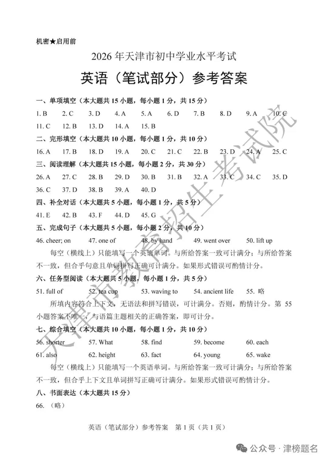 天津中考英语真题及答案-第11张图片-四季读书网