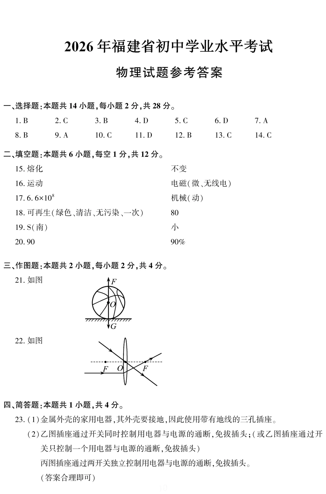 中考真题 | 福建省2026年初中学业水平考试物理试题-第13张图片-四季读书网 中考真题 | 福建省2026年初中学业水平考试物理试题-第13张图片-四季读书网