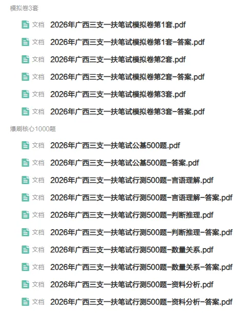 2026广西三支一扶考试历年考题、1100题集、模拟卷领取.pdf-第12张图片-四季读书网