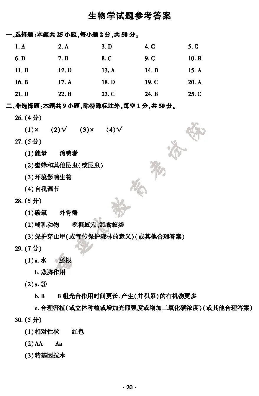 最新出炉|2026年福建小中考地理生物试卷与参考答案-第22张图片-四季读书网 最新出炉|2026年福建小中考地理生物试卷与参考答案-第22张图片-四季读书网