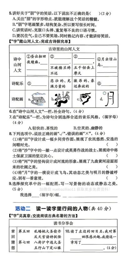 五下语文期末名校真题卷(三) (后附答案及高分作文)-第2张图片-四季读书网 五下语文期末名校真题卷(三) (后附答案及高分作文)-第2张图片-四季读书网