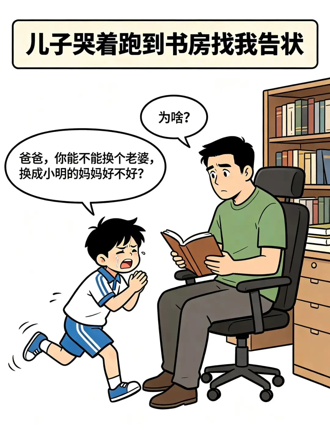 儿子数学试卷考9分,他在9后面添上0,被老婆教训了.他哭着跑到我面前:爸爸,你能不能换个老婆,换成小明的妈妈,好不好?我:为啥呢…-第2张图片-四季读书网