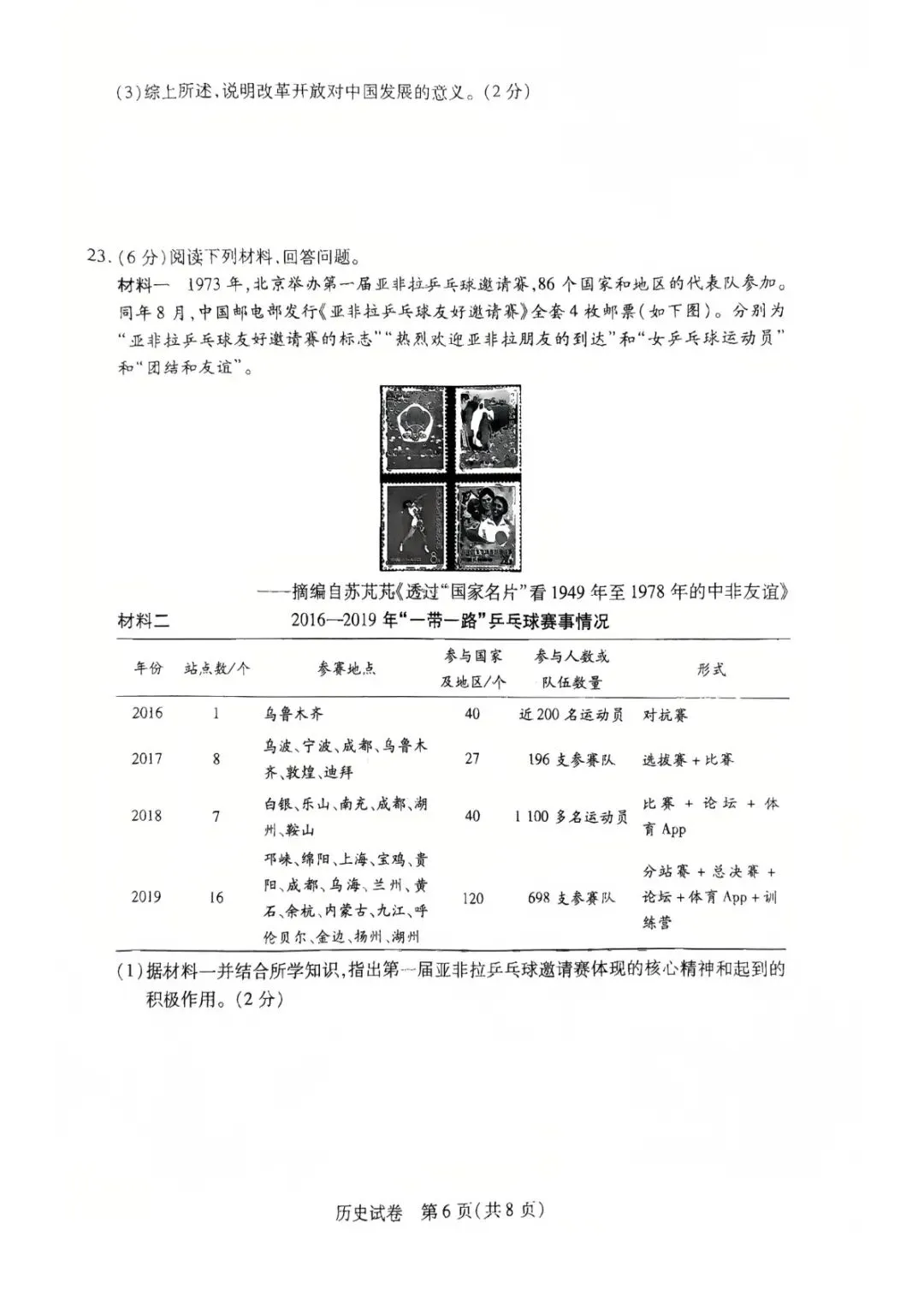 2025年新乡八下八年级下学期末历史试卷(带答案)高清可打印版-第6张图片-四季读书网