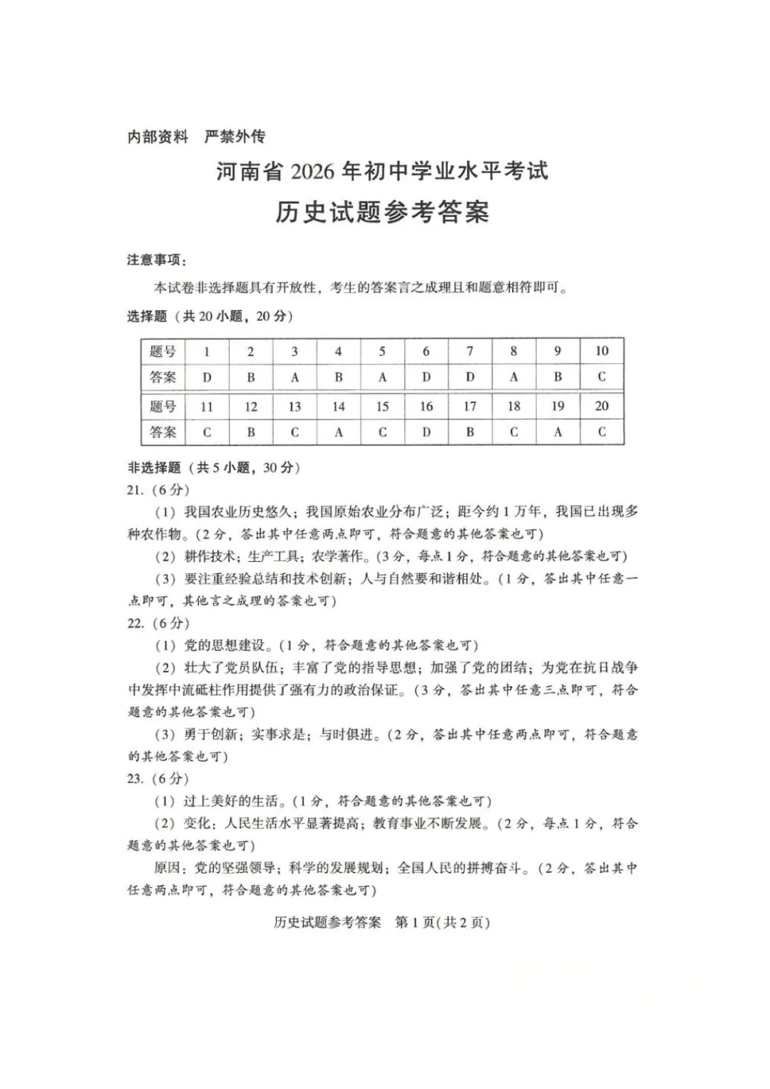 2026河南中考历史试卷与答案-第7张图片-四季读书网