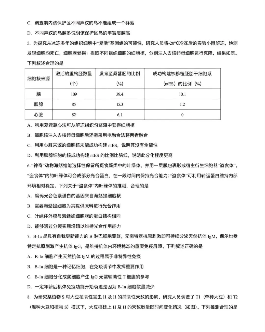 高考生物丨2026年山西省高考生物学试卷-第2张图片-四季读书网