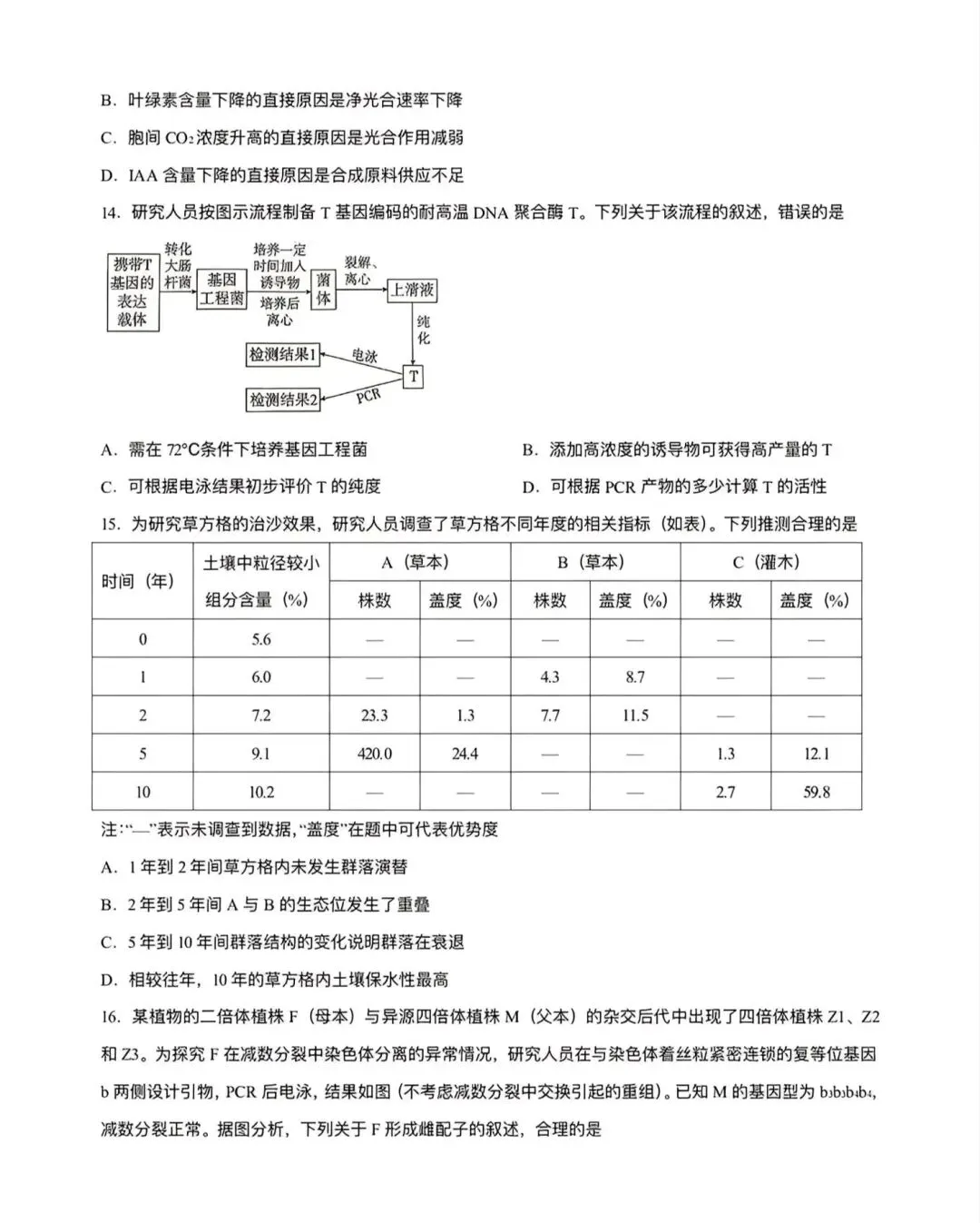 高考生物丨2026年山西省高考生物学试卷-第5张图片-四季读书网