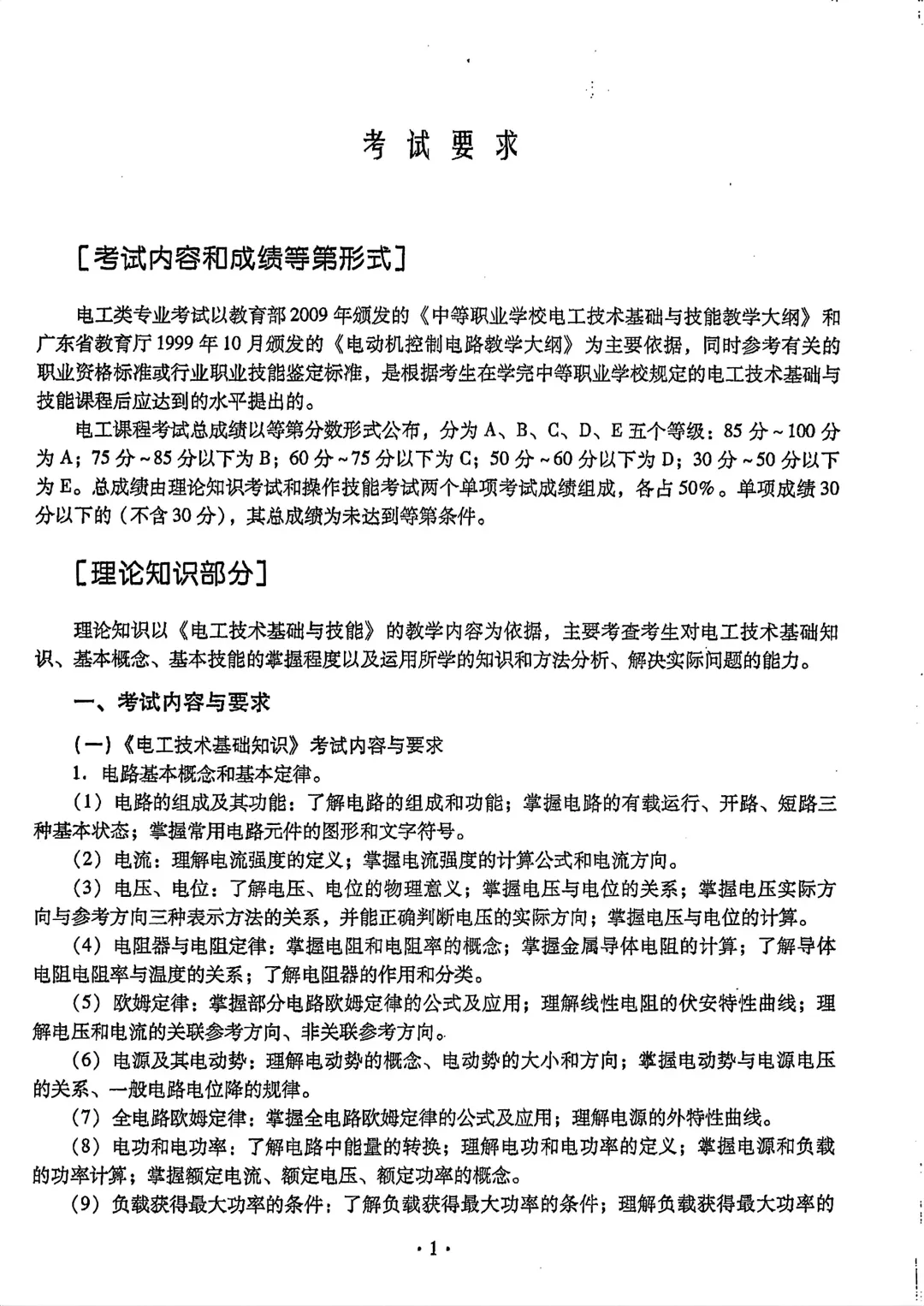 2027年中职技能证书--电工大纲以及真题-第2张图片-四季读书网 2027年中职技能证书--电工大纲以及真题-第2张图片-四季读书网