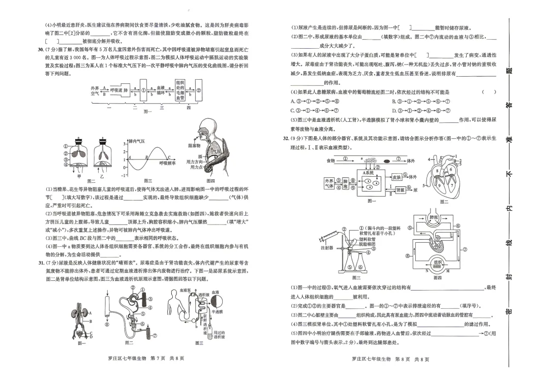 七下生物罗庄、兰山、河东、三区期末真题卷-第8张图片-四季读书网