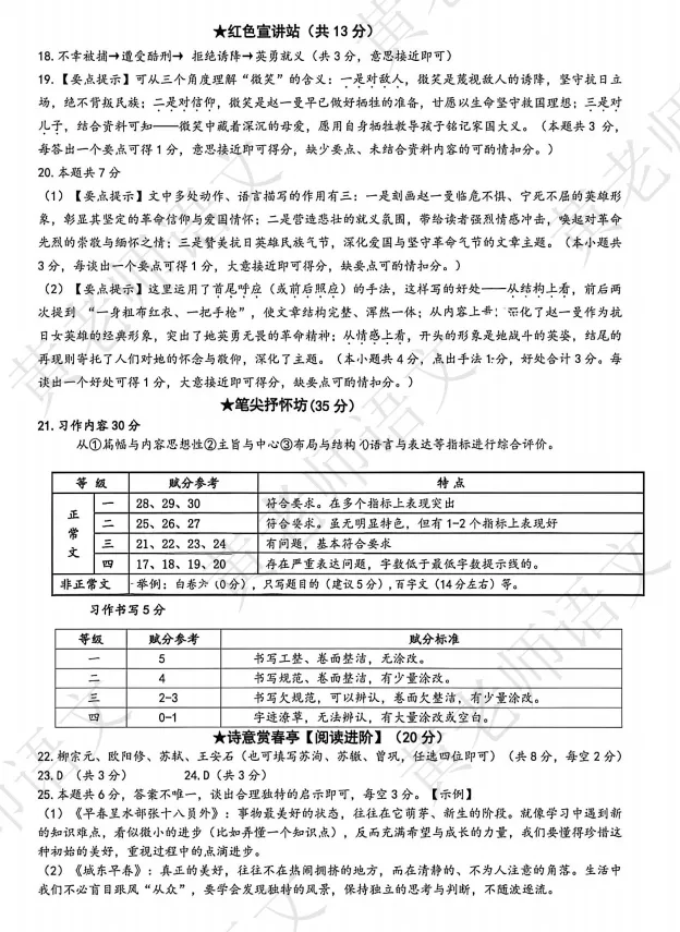 2025—2026天桥区小升初语文期末试卷-第14张图片-四季读书网