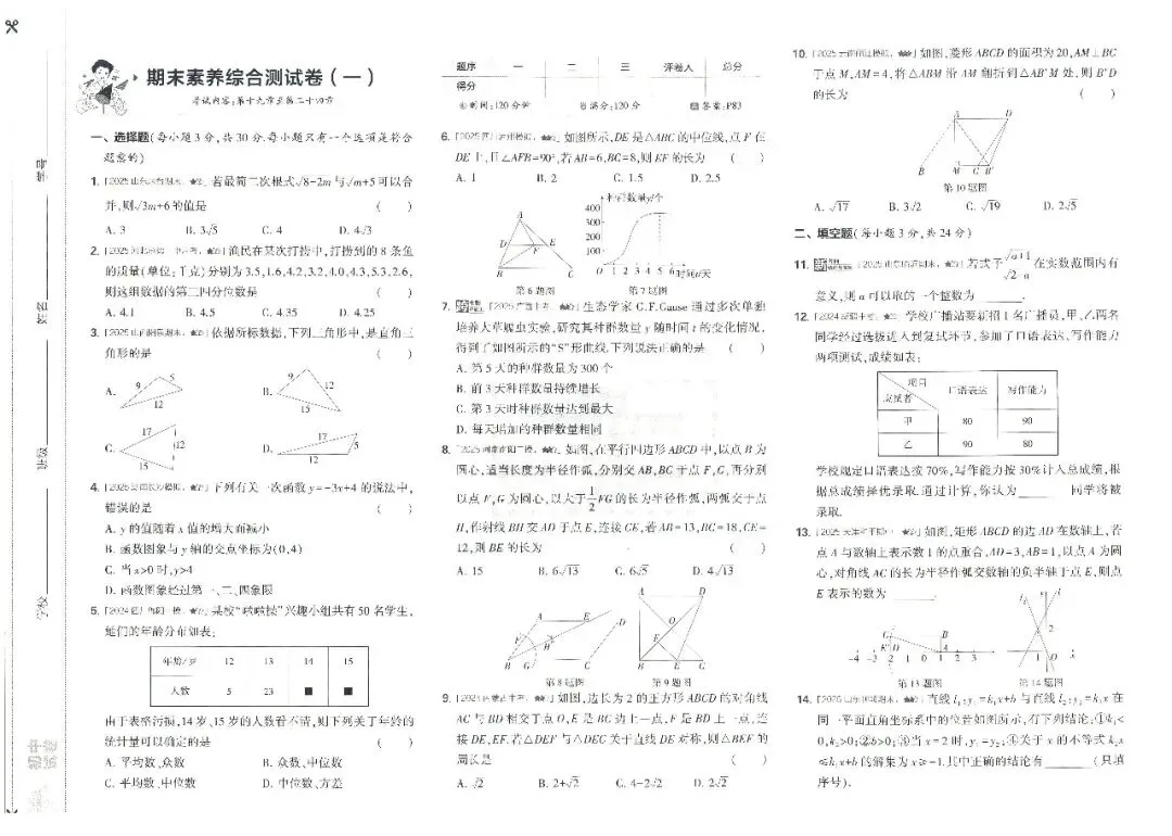 2026春八年级下册期末考试模拟卷(语文、数学、英语、物理、历史)-第2张图片-四季读书网
