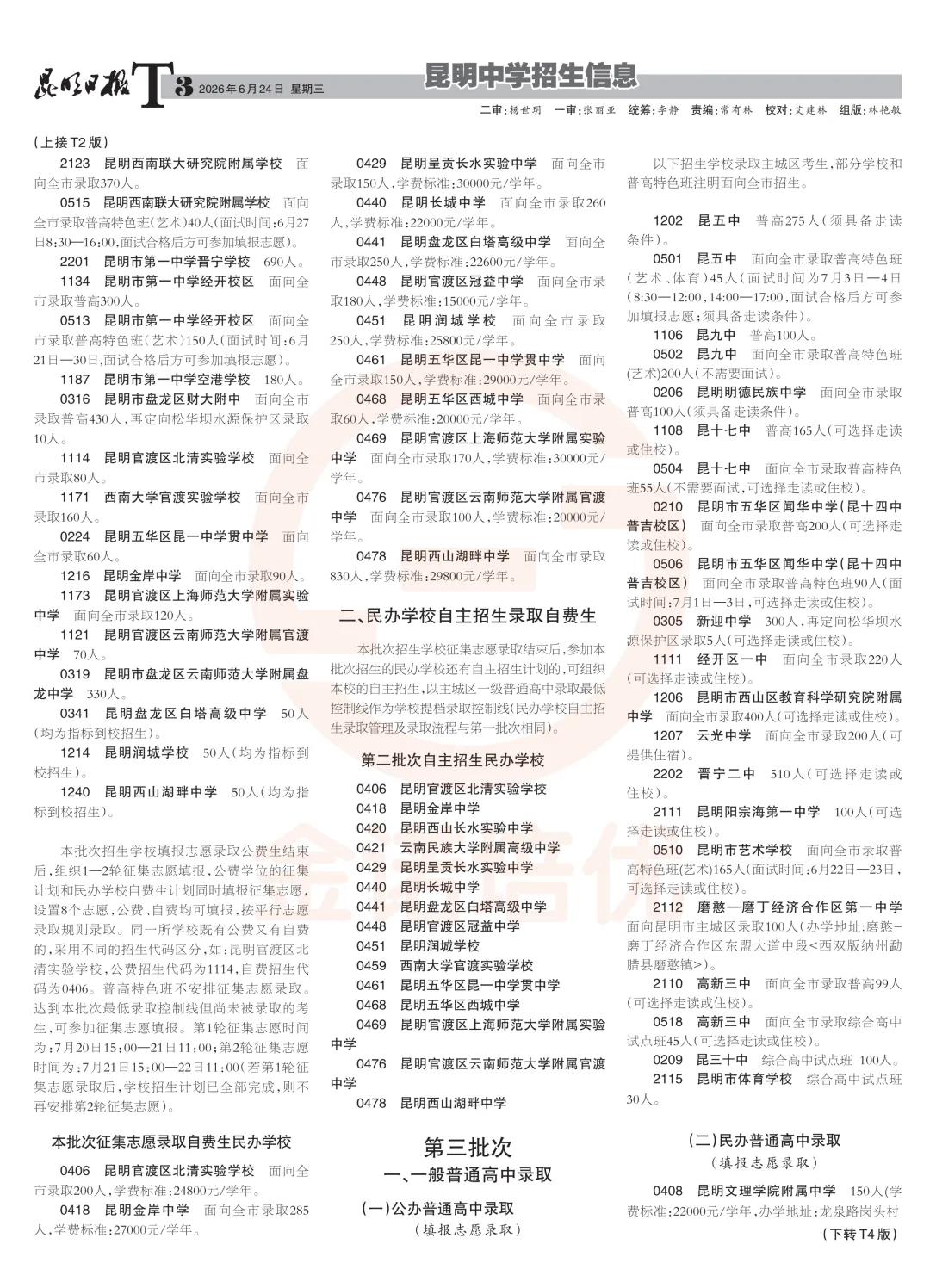 昆明中考第四期招生报出炉!-第4张图片-四季读书网