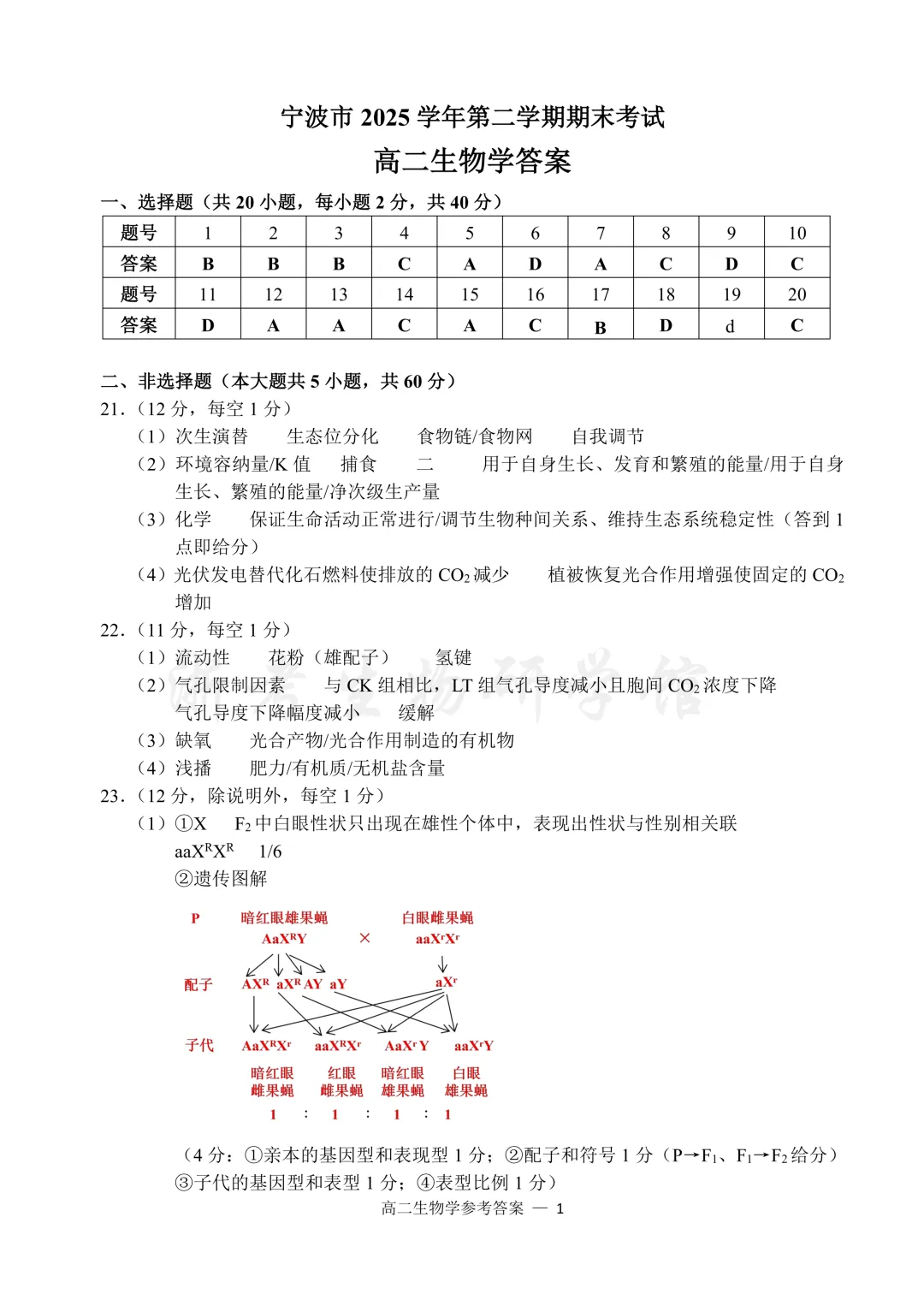 2606 浙江省宁波市高二期末考试生物试卷、答案及解析-第12张图片-四季读书网 2606 浙江省宁波市高二期末考试生物试卷、答案及解析-第12张图片-四季读书网