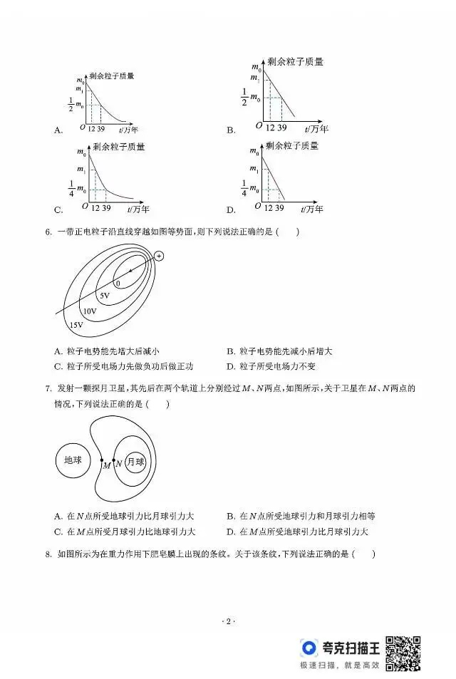 高考真题!江苏省2026年普通高中学业水平选择性考试物理试题及答案!-第2张图片-四季读书网