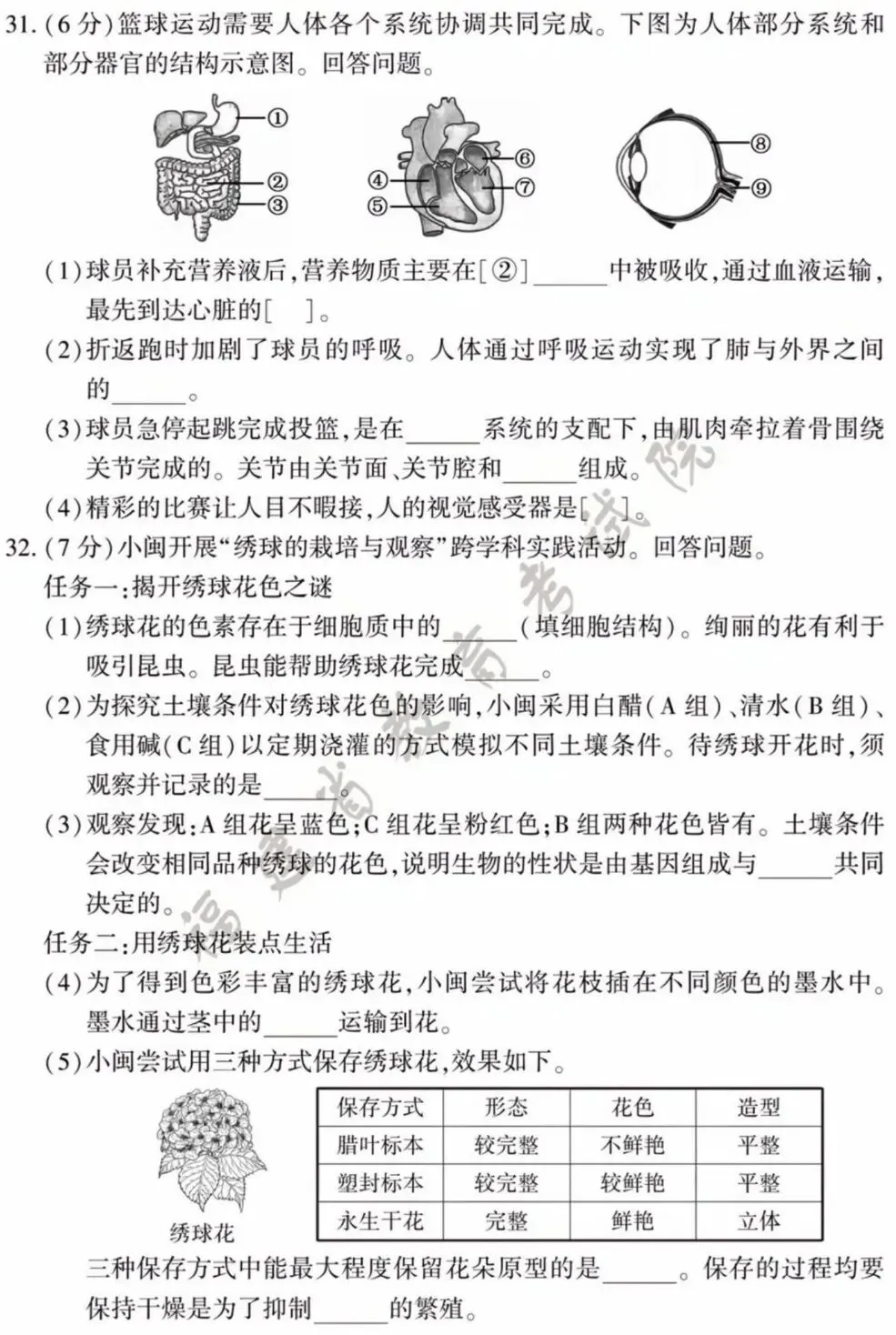 中考试卷:2026年福建省中考生物试卷+参考答案-第8张图片-四季读书网