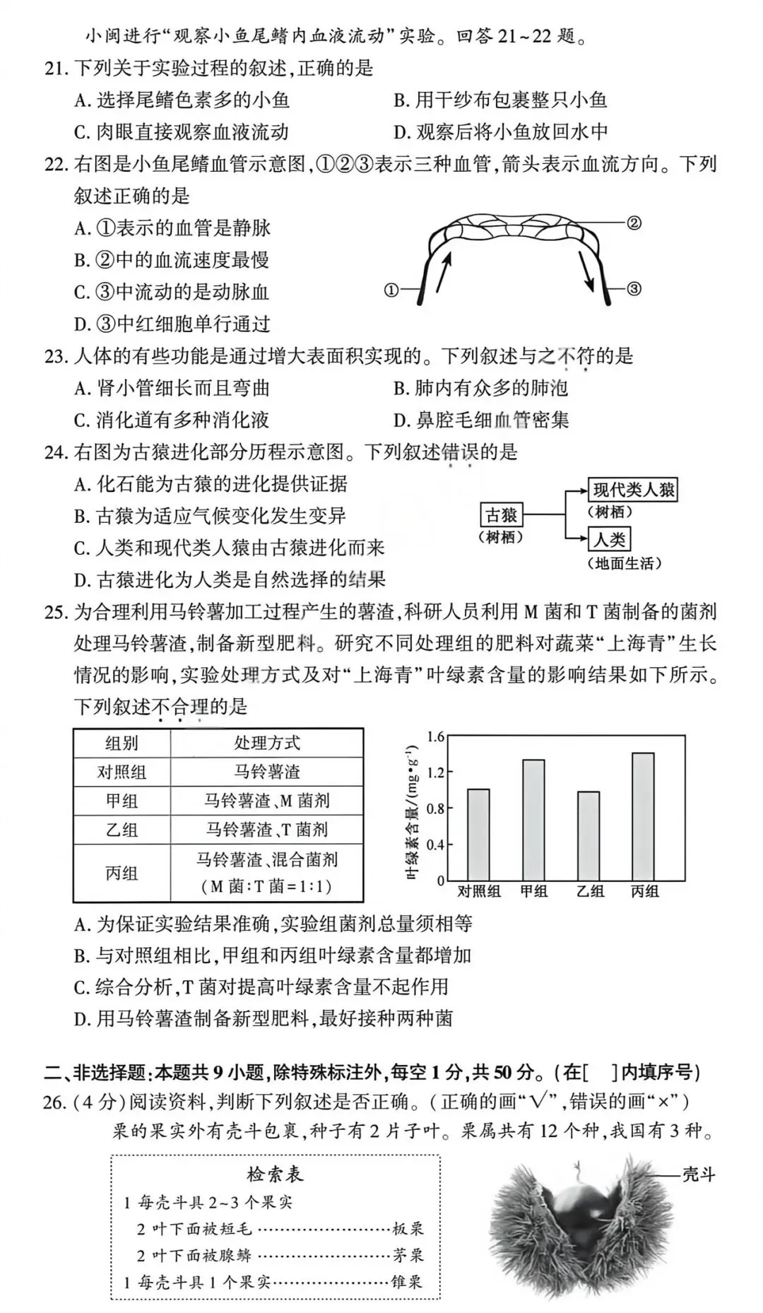 2026年福建省生物会考试卷-第2张图片-四季读书网