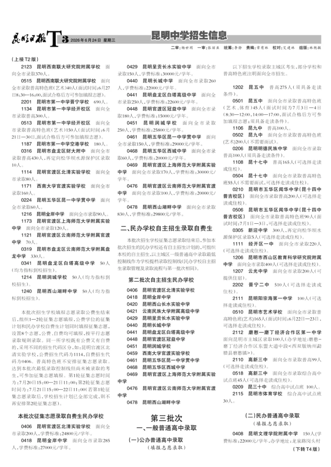 【2026昆明中考第四期招生信息报】出炉!含志愿填报表、各校招生代码、招生计划!-第4张图片-四季读书网