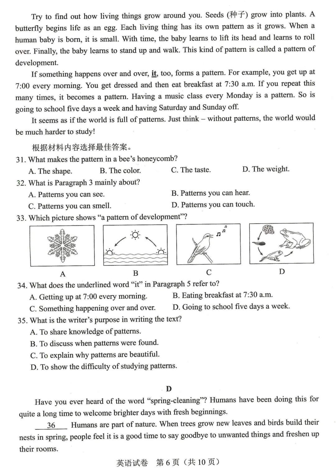 26年河南中考英语真题-第6张图片-四季读书网