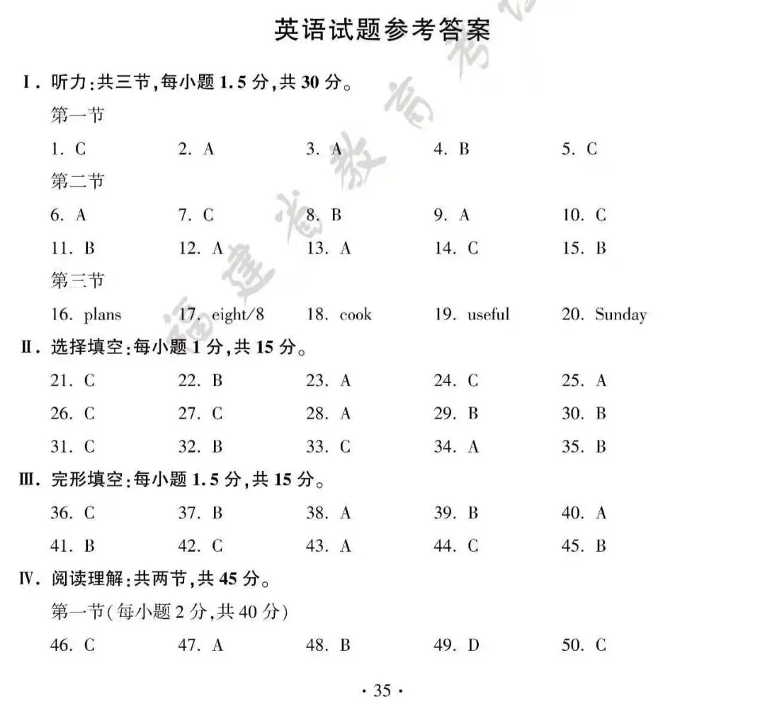 【中考】2026福建中考英语-第20张图片-四季读书网