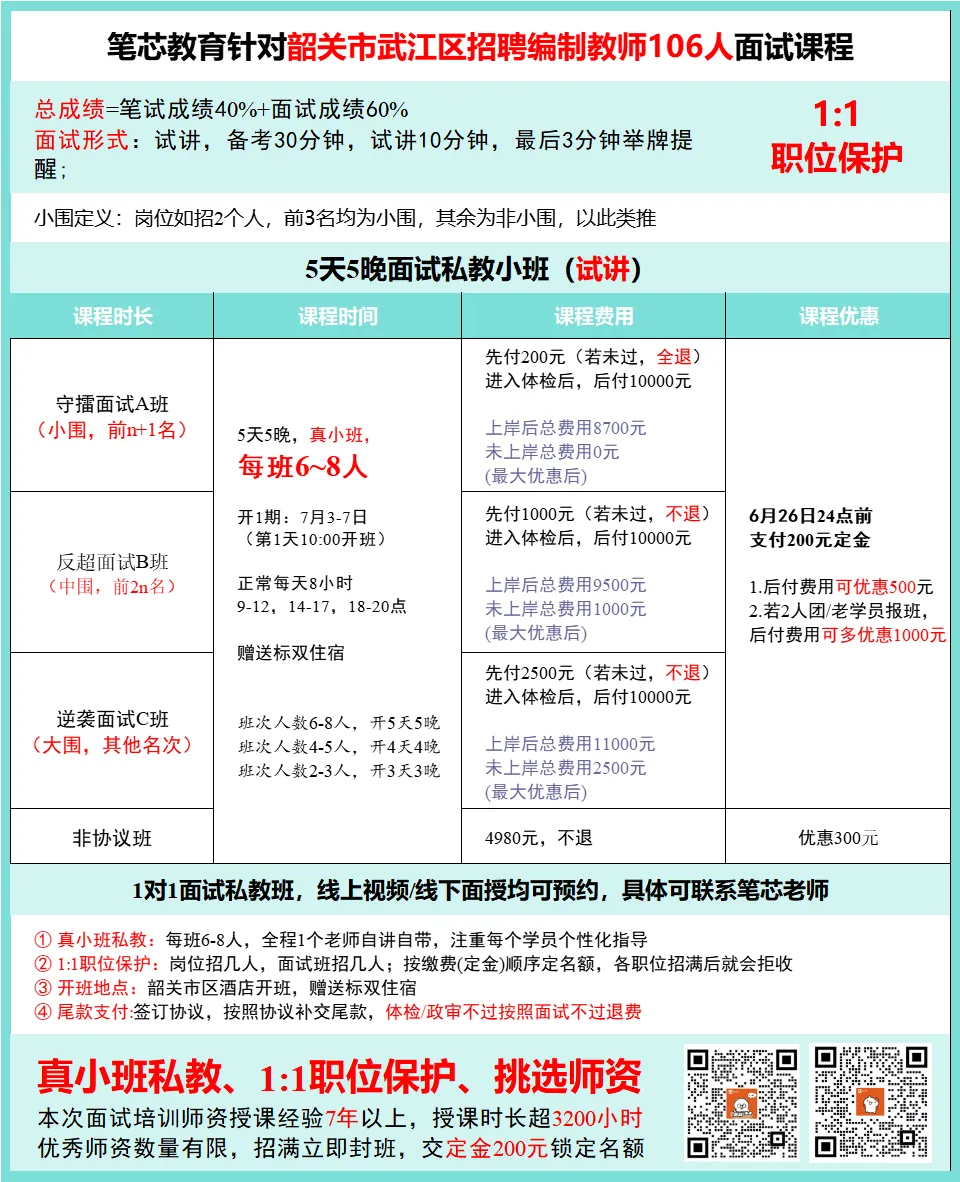 最低0元入学!韶关武江历年面试真题及课程!-第2张图片-四季读书网