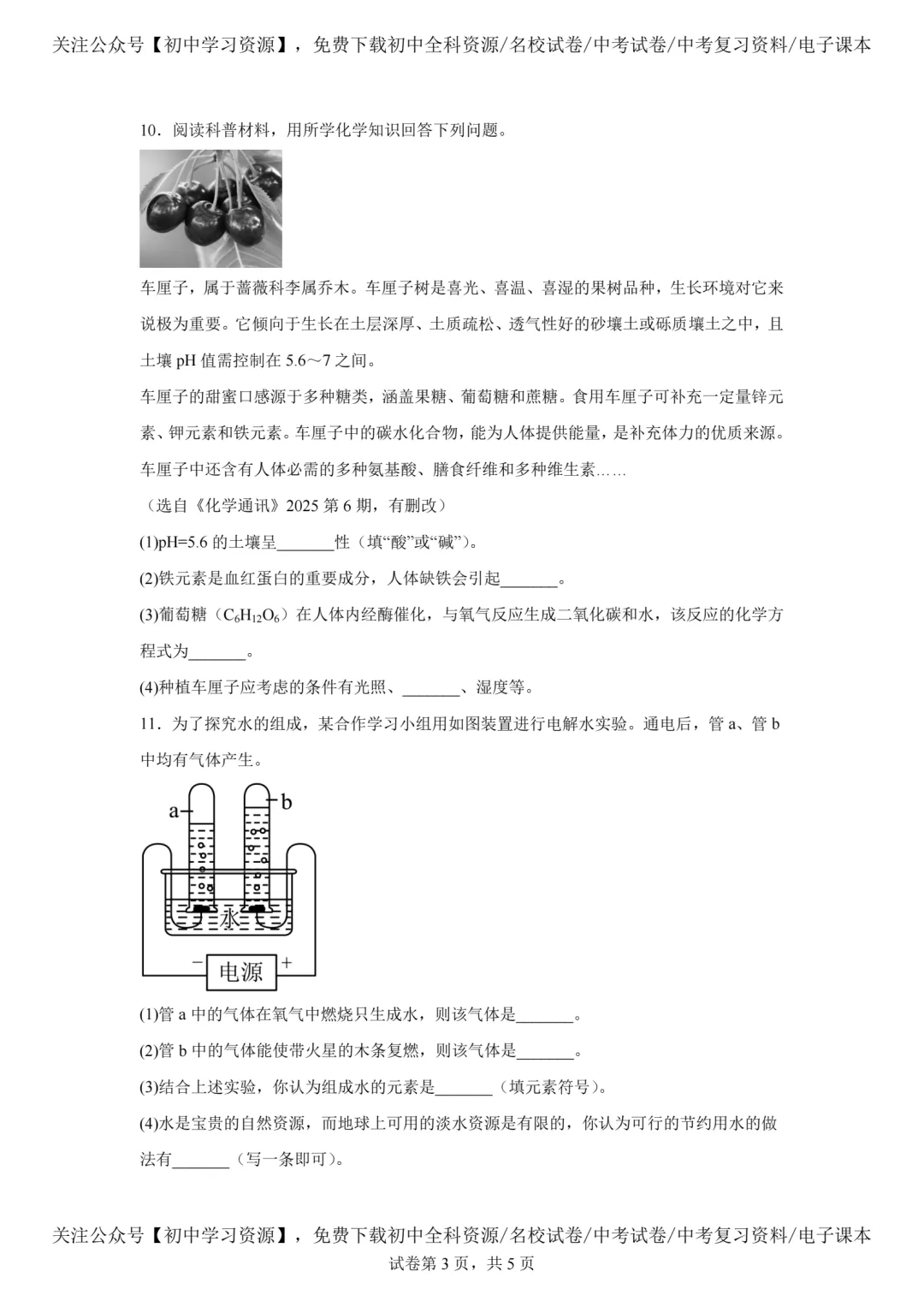 2025年西藏自治区中考化学真题试卷(含答案)-第5张图片-四季读书网
