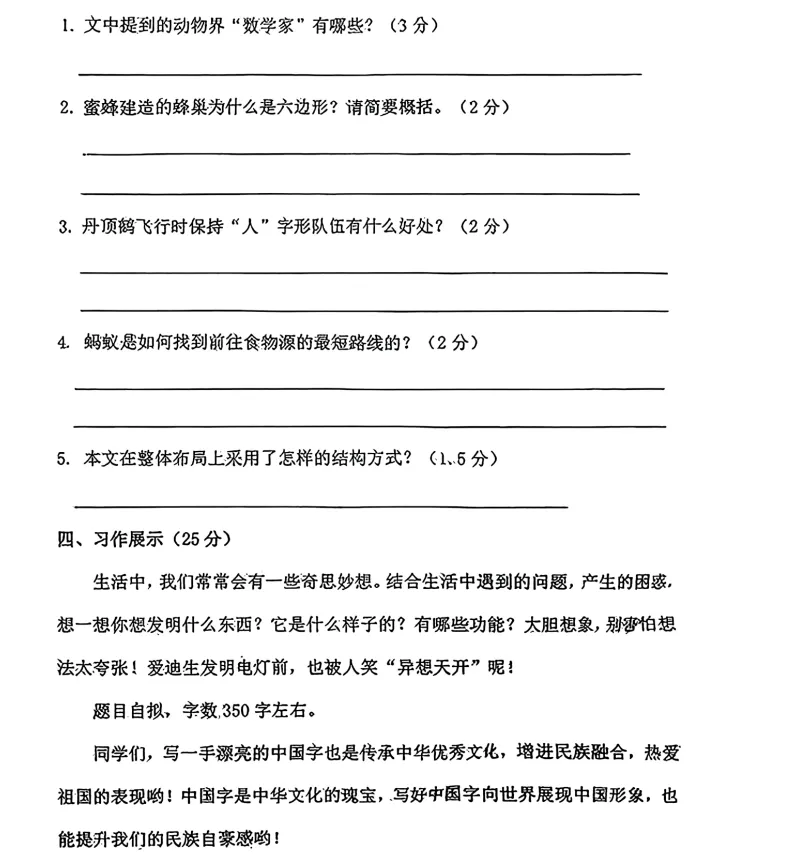 2025年7月辽阳四年语、数期末试卷-第6张图片-四季读书网