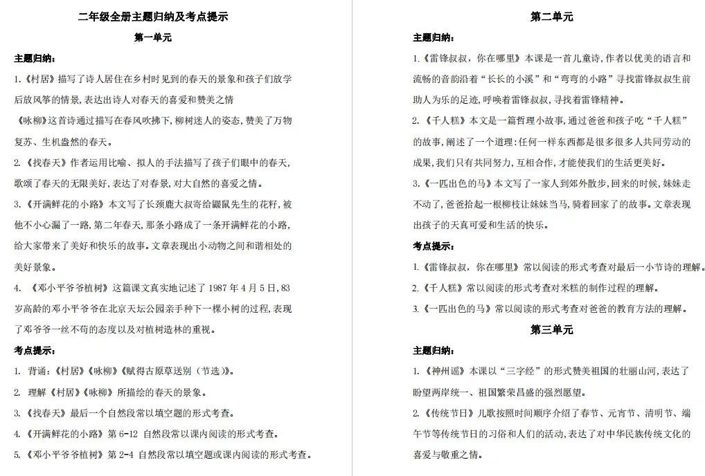 小学语文1-6年级下册期末试卷+复习汇总+课文理解归纳+看拼音写词语+知识总结+1-3年级下册复习资料(组词、填空、古诗)-第17张图片-四季读书网