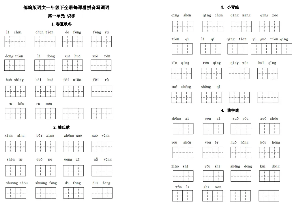小学语文1-6年级下册期末试卷+复习汇总+课文理解归纳+看拼音写词语+知识总结+1-3年级下册复习资料(组词、填空、古诗)-第30张图片-四季读书网