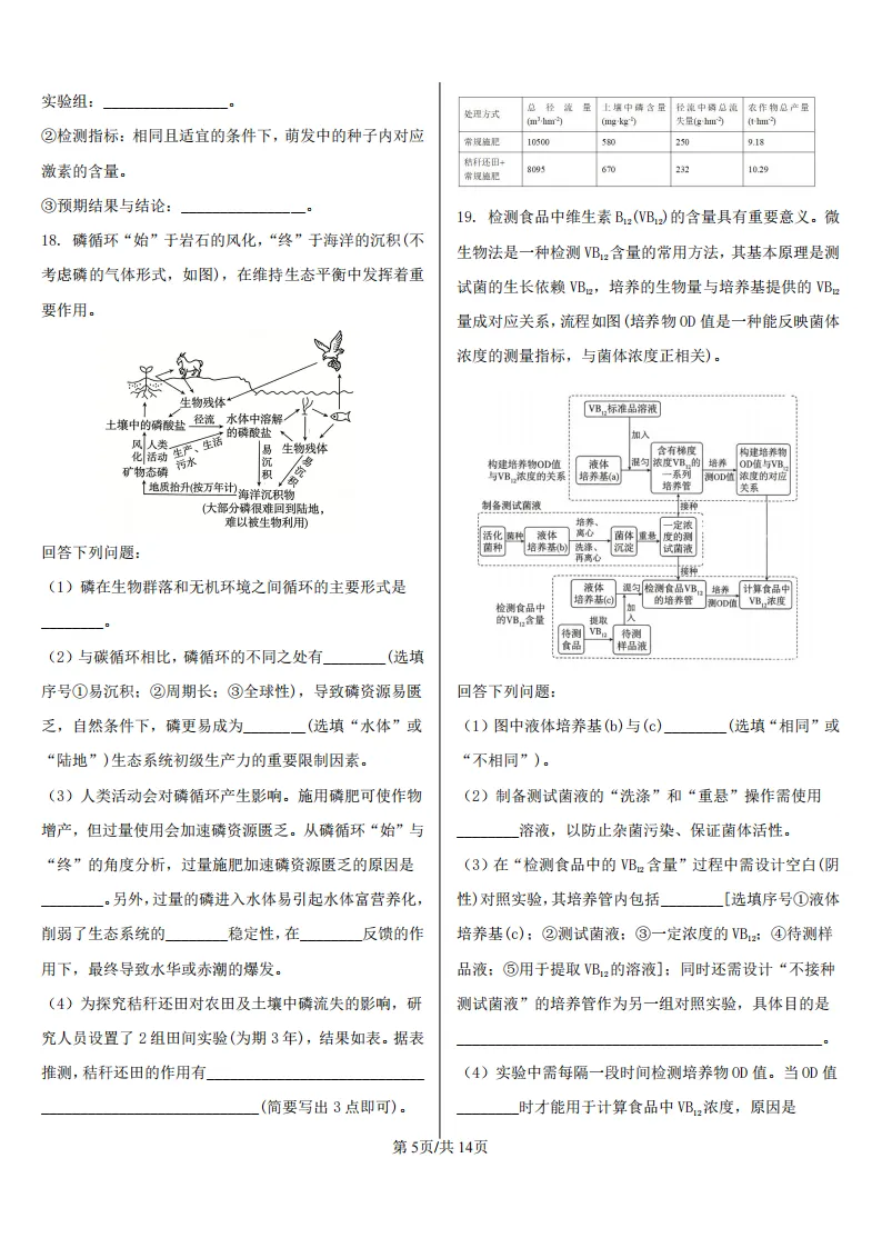 【高考真题】2026年高考江西卷生物高考真题-第5张图片-四季读书网