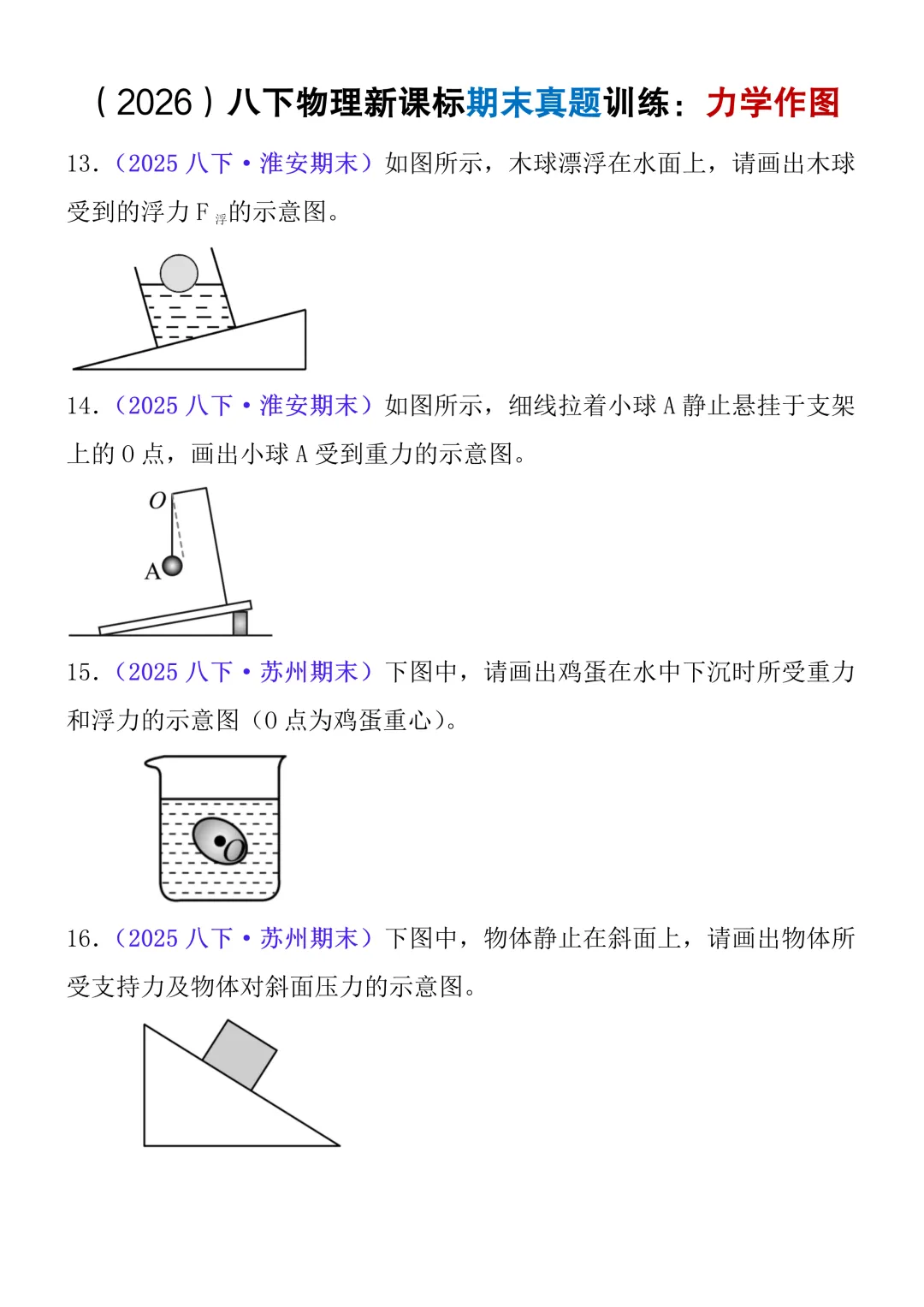 八年级下册物理力学作图期末真题训练(含答案),高分必练!-第6张图片-四季读书网
