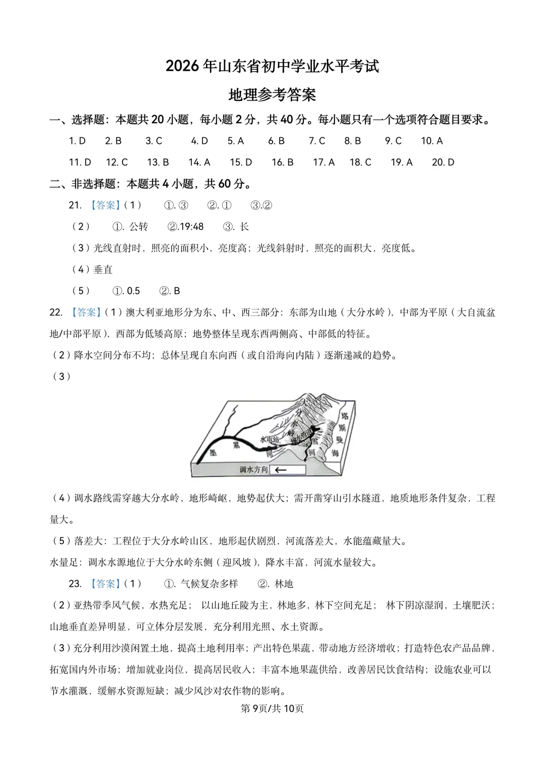 2026年山东省中招地理试卷及参考答案(文末附下载链接)-第9张图片-四季读书网