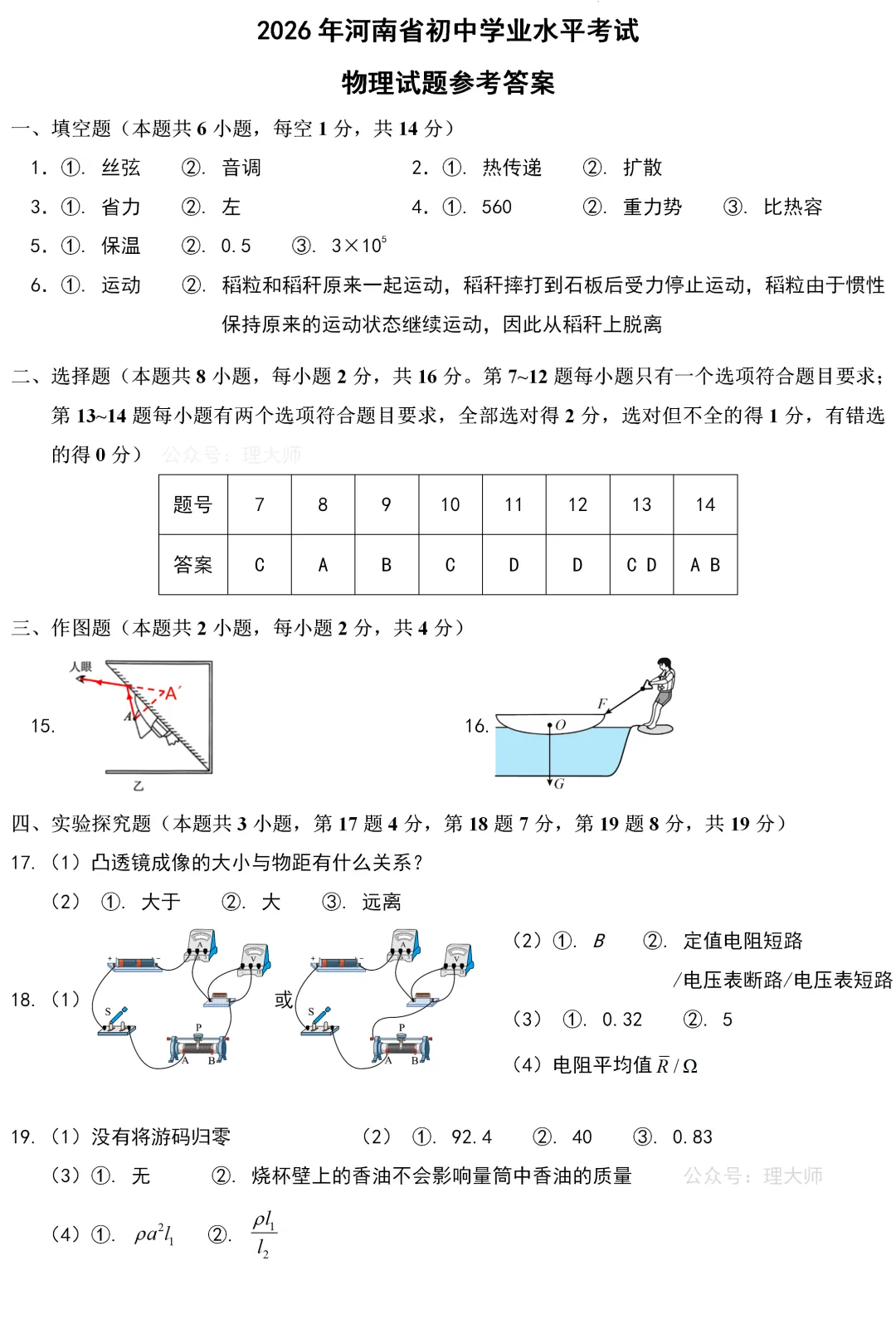 中考真题 | 河南省2026年初中学业水平考试物理试题-第8张图片-四季读书网