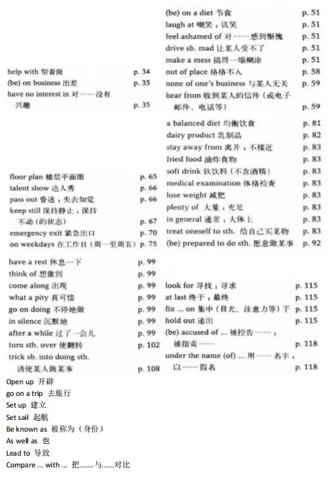 广州中考英语完成句子满分秘籍!内含考试技巧总结!(七上~九下6册书全部短语汇总)-第9张图片-四季读书网