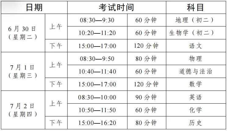 6月30日开考!东莞市2026中考考试时间表!-第1张图片-四季读书网
