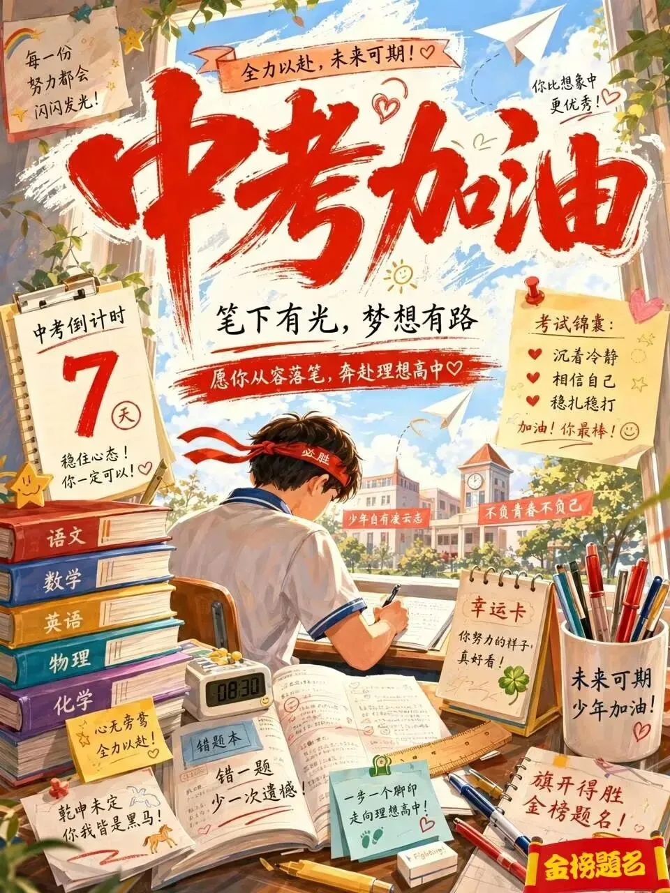 减肥达人祝莘莘学子中考加油-第1张图片-四季读书网