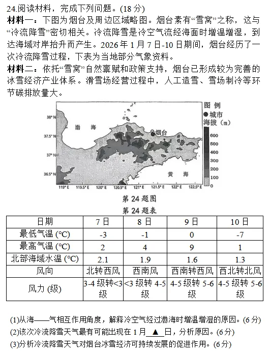杭州高二地理期末试卷及答案-第7张图片-四季读书网
