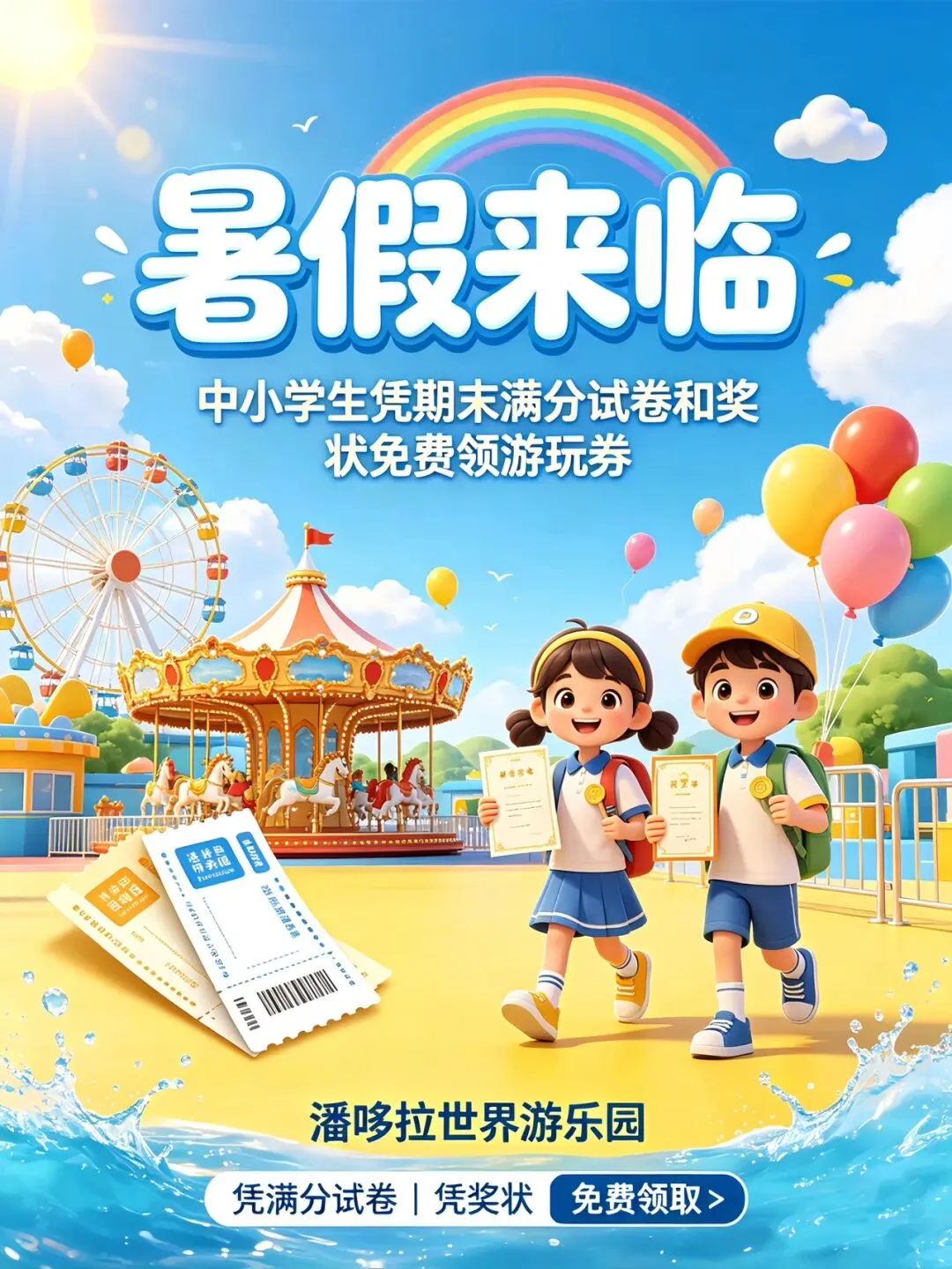 暑假来临,中小学生凭期末满分试卷和奖状免费来潘哆拉领游玩劵啦-第1张图片-四季读书网
