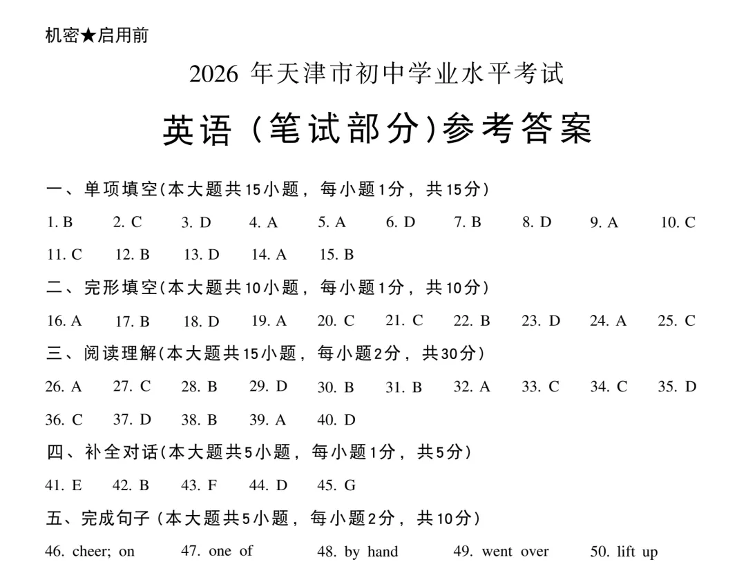2026天津市中考真题试卷及答案pdf完整版-第4张图片-四季读书网