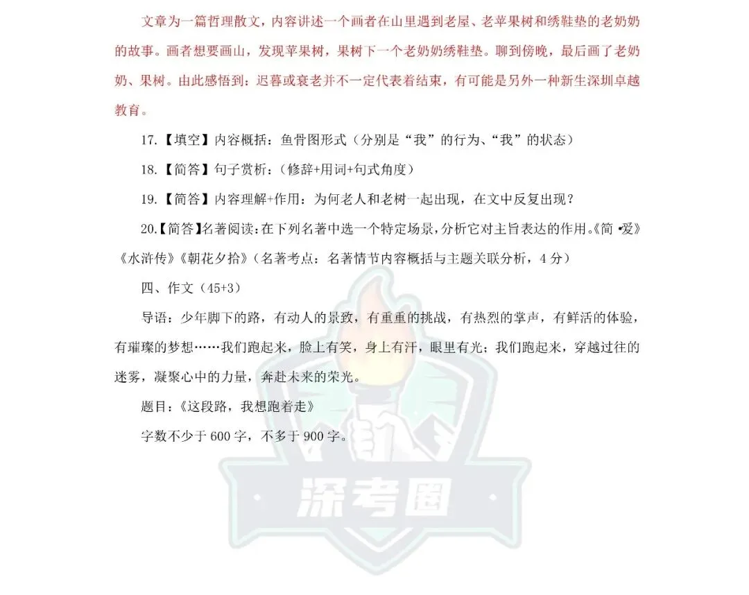 2026深圳中考作文题出炉!附中考语文真题(回忆版)-第8张图片-四季读书网