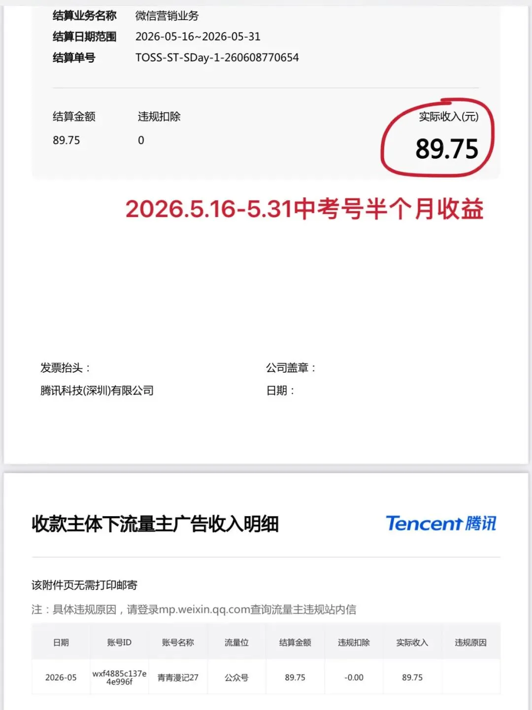 15天,写中考号,我收到了腾讯给的254.58元-第2张图片-四季读书网