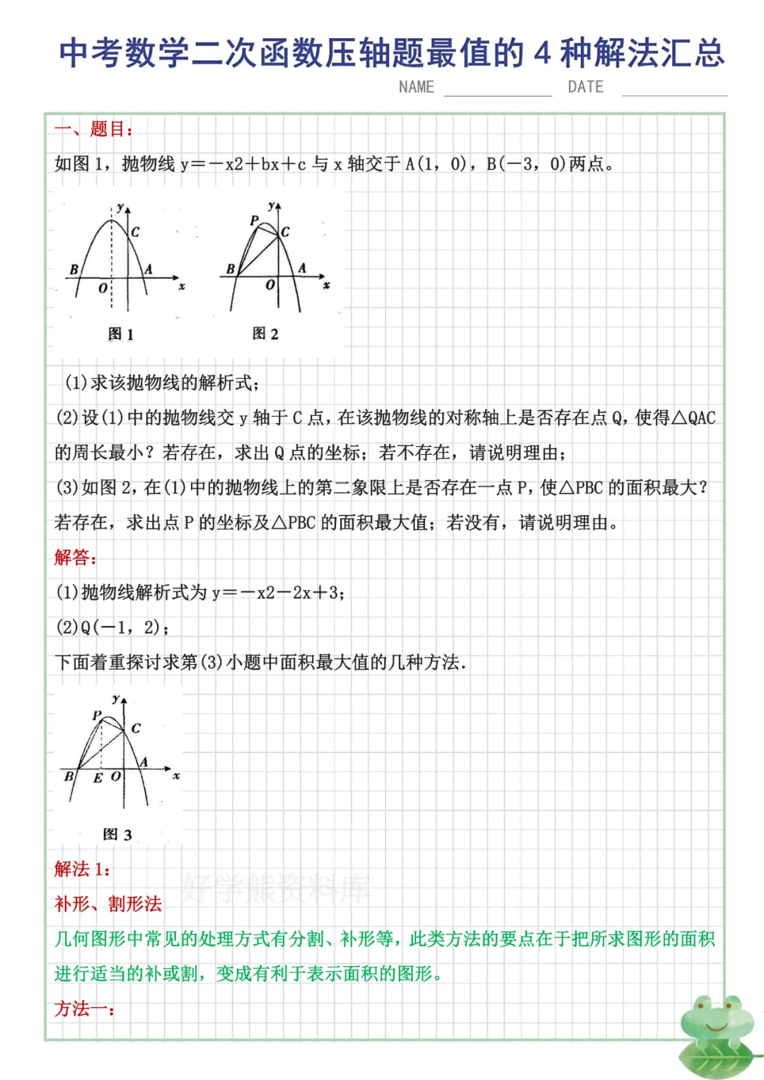 【中考数学】初中数学中考总复习二次函数最值问题的4种解题方法汇总-第1张图片-四季读书网