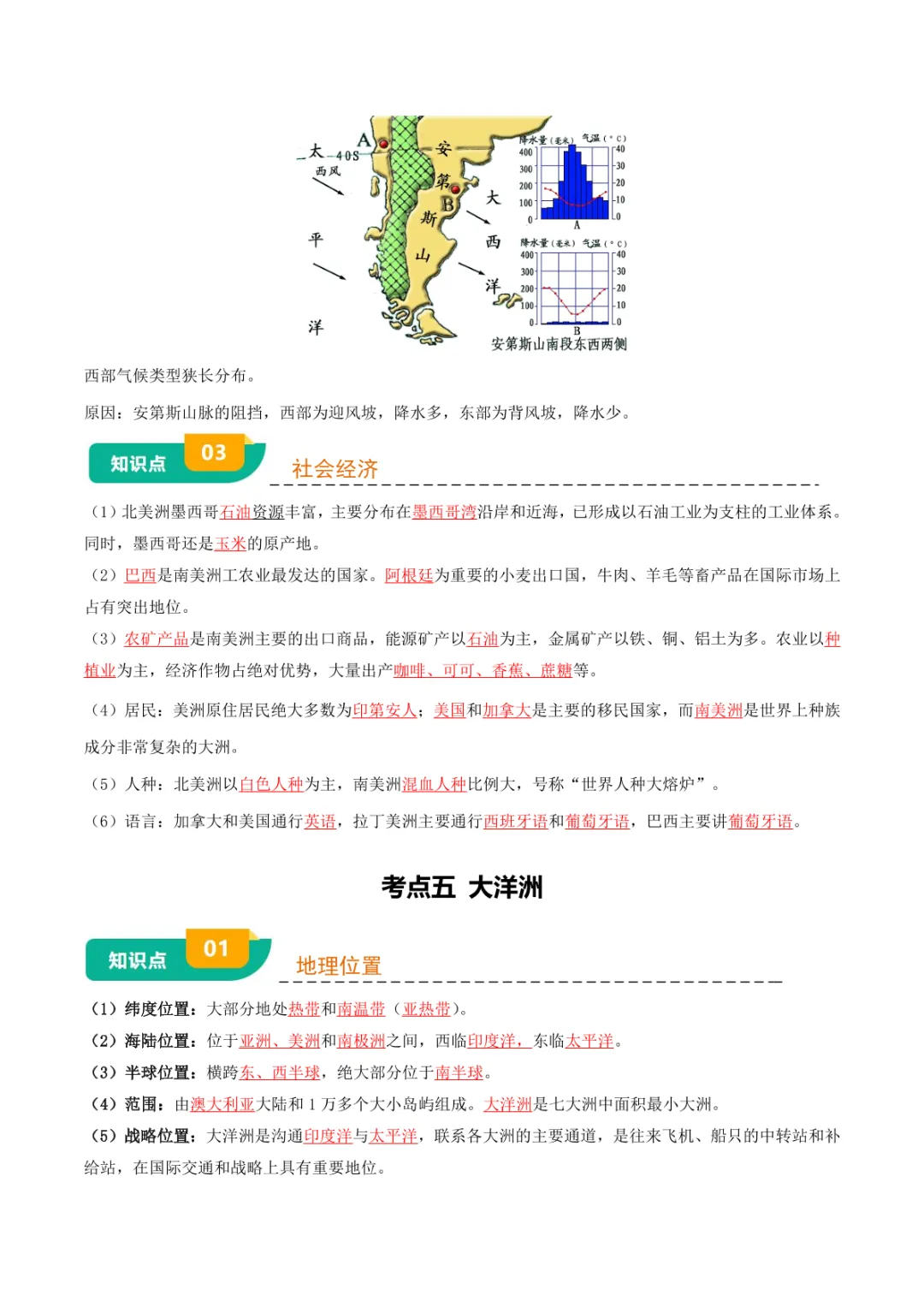 中考专项地理 《专题05 认识大洲》知识梳理+专项复习-第23张图片-四季读书网