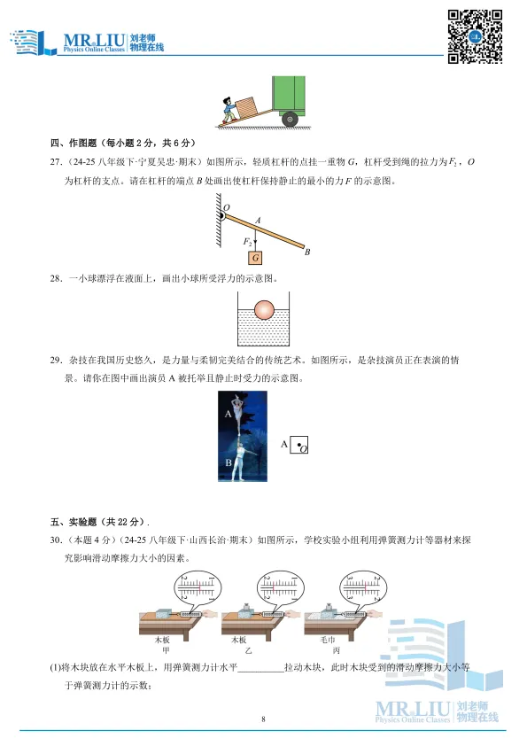 八年级下学期物理期末真题重组卷(人教版)-第8张图片-四季读书网